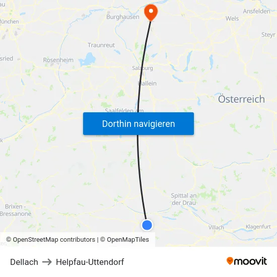 Dellach to Helpfau-Uttendorf map