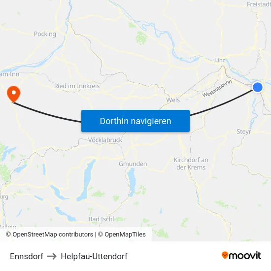 Ennsdorf to Helpfau-Uttendorf map