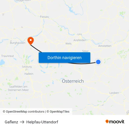 Gaflenz to Helpfau-Uttendorf map