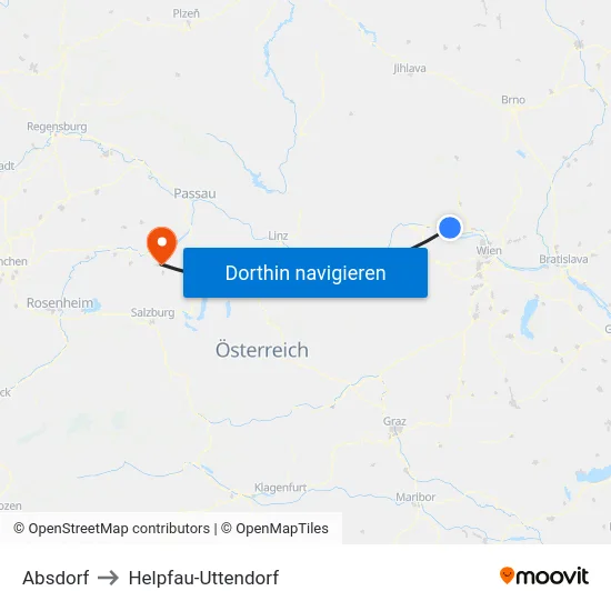 Absdorf to Helpfau-Uttendorf map
