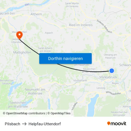 Pilsbach to Helpfau-Uttendorf map