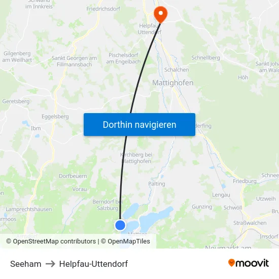Seeham to Helpfau-Uttendorf map