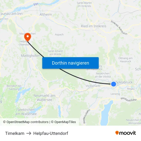 Timelkam to Helpfau-Uttendorf map