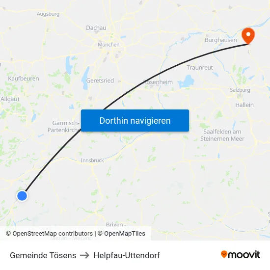 Gemeinde Tösens to Helpfau-Uttendorf map