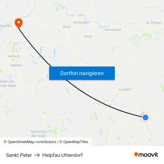 Sankt Peter to Helpfau-Uttendorf map