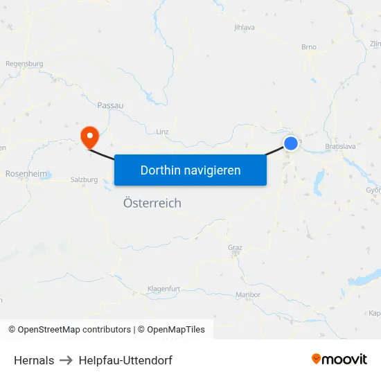 Hernals to Helpfau-Uttendorf map