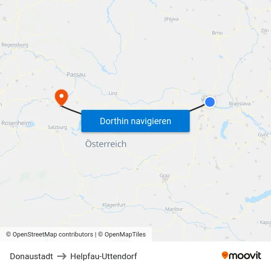 Donaustadt to Helpfau-Uttendorf map