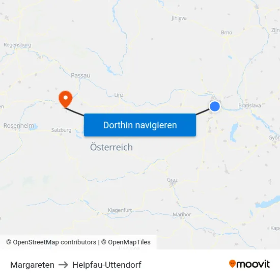 Margareten to Helpfau-Uttendorf map