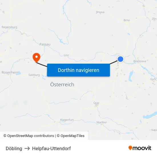 Döbling to Helpfau-Uttendorf map