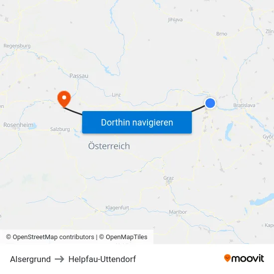 Alsergrund to Helpfau-Uttendorf map