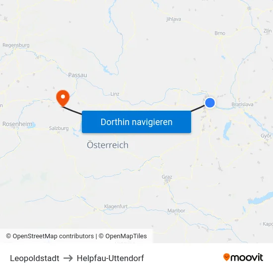 Leopoldstadt to Helpfau-Uttendorf map