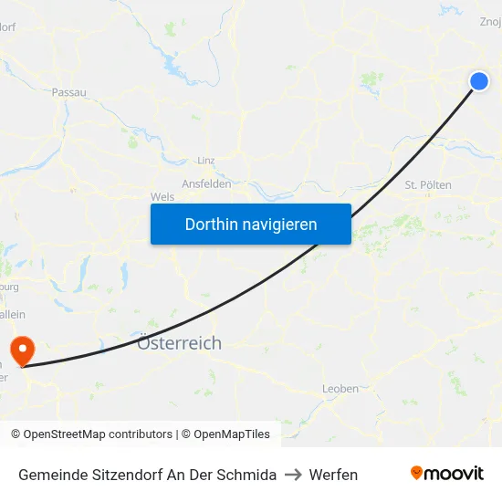 Gemeinde Sitzendorf An Der Schmida to Werfen map