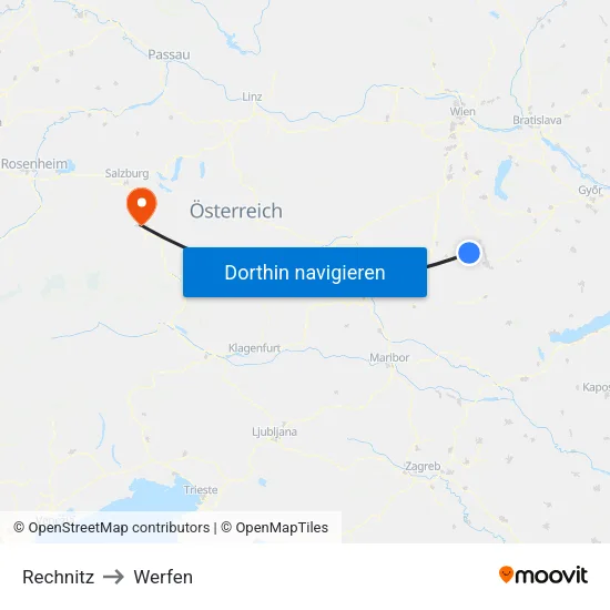 Rechnitz to Werfen map