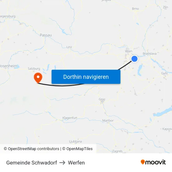 Gemeinde Schwadorf to Werfen map