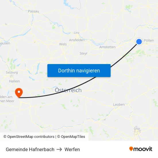 Gemeinde Hafnerbach to Werfen map