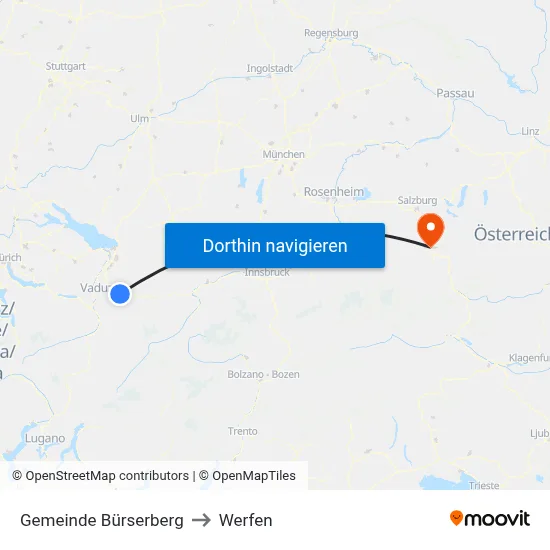 Gemeinde Bürserberg to Werfen map