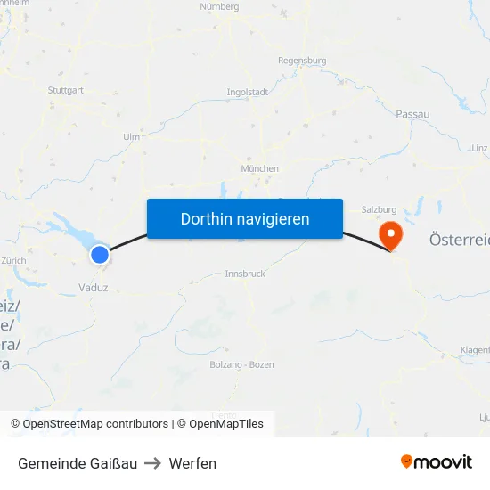 Gemeinde Gaißau to Werfen map