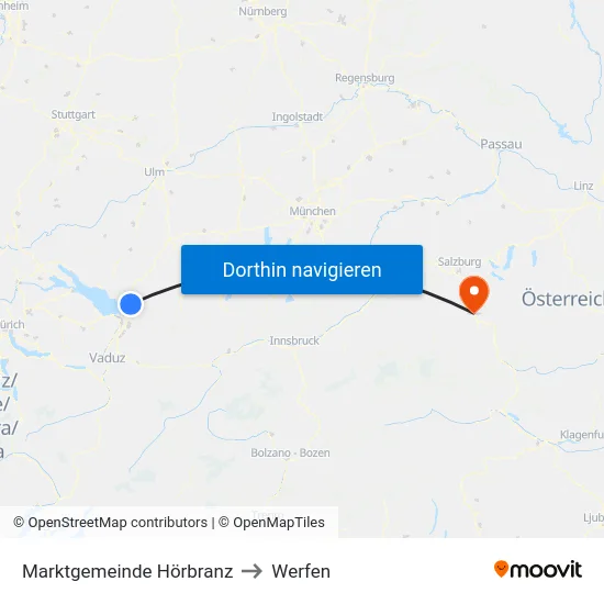 Marktgemeinde Hörbranz to Werfen map