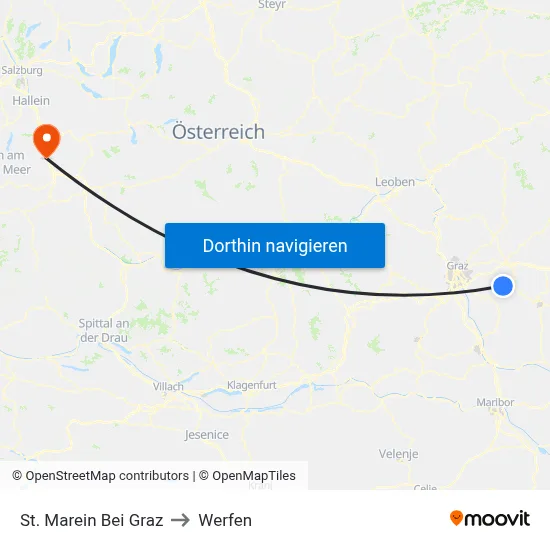 St. Marein Bei Graz to Werfen map