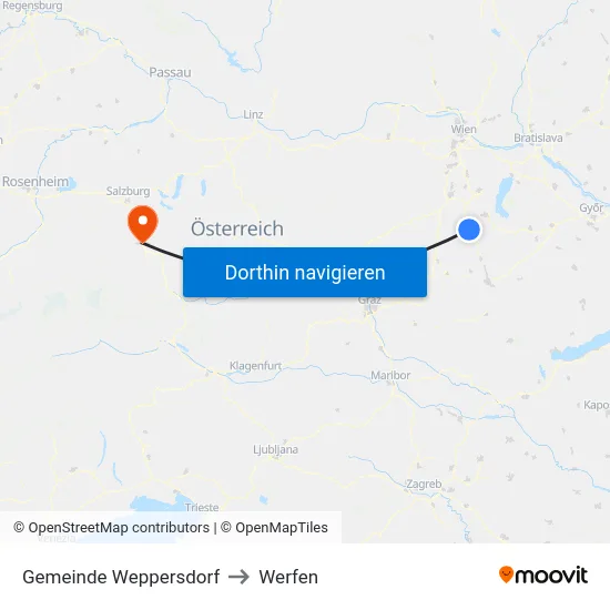 Gemeinde Weppersdorf to Werfen map