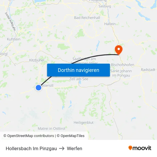 Hollersbach Im Pinzgau to Werfen map