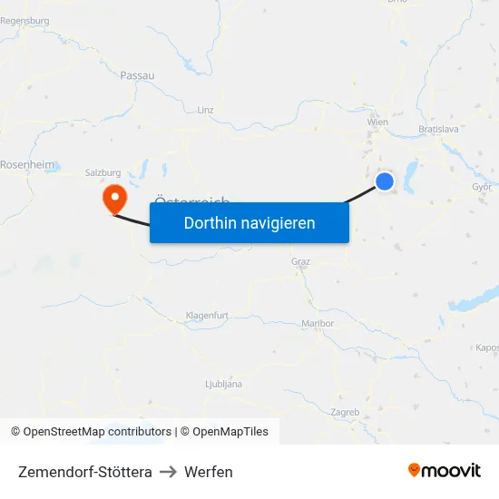 Zemendorf-Stöttera to Werfen map