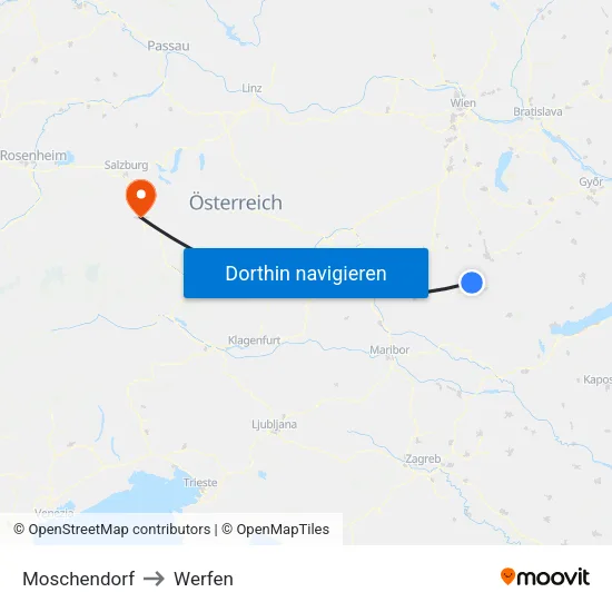 Moschendorf to Werfen map