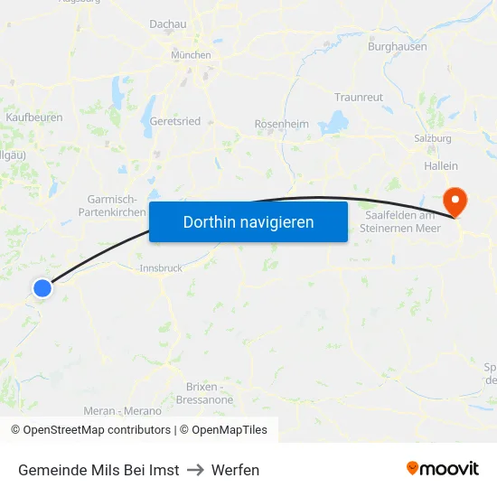 Gemeinde Mils Bei Imst to Werfen map