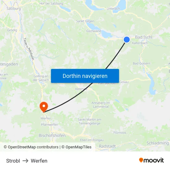Strobl to Werfen map