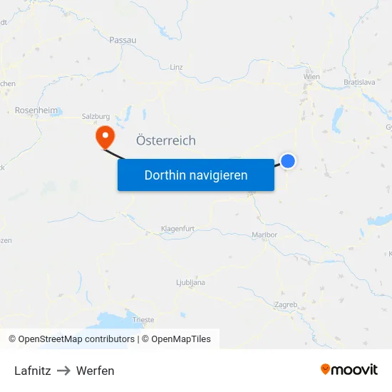 Lafnitz to Werfen map