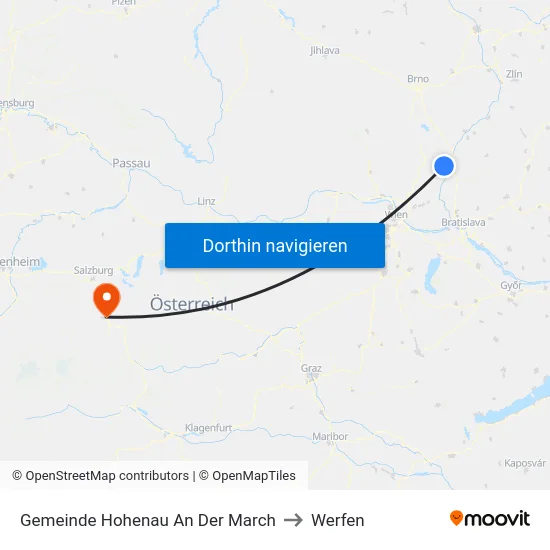 Gemeinde Hohenau An Der March to Werfen map