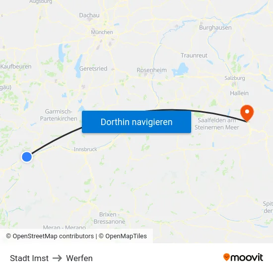 Stadt Imst to Werfen map