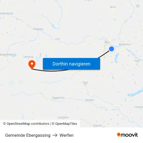 Gemeinde Ebergassing to Werfen map
