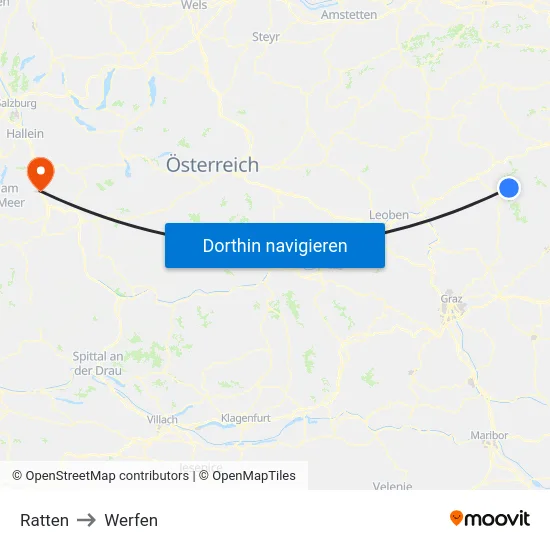 Ratten to Werfen map