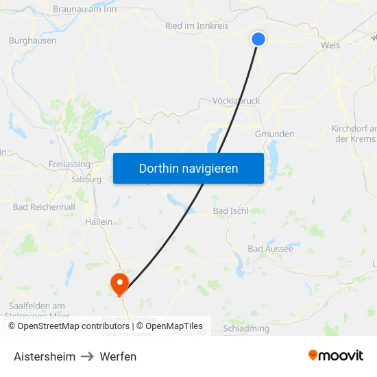 Aistersheim to Werfen map