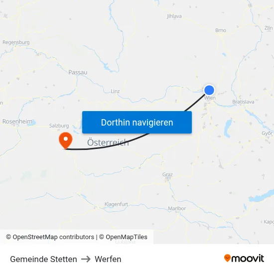 Gemeinde Stetten to Werfen map