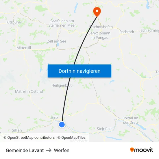 Gemeinde Lavant to Werfen map