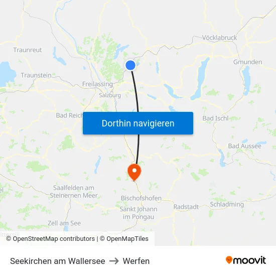 Seekirchen am Wallersee to Werfen map