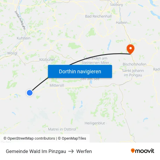 Gemeinde Wald Im Pinzgau to Werfen map