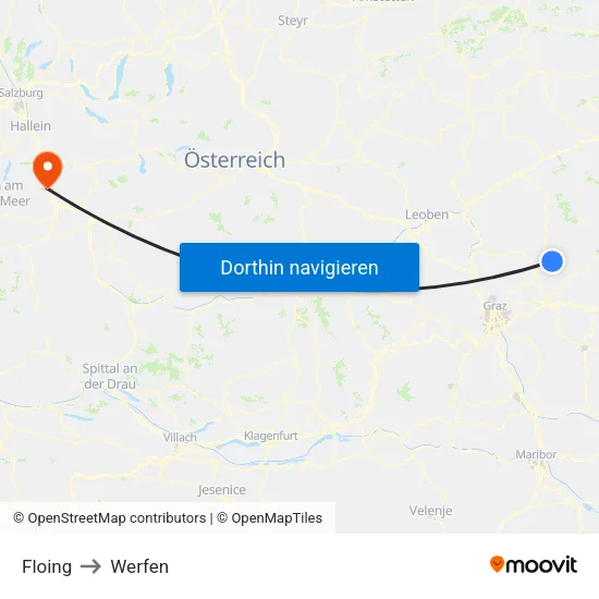 Floing to Werfen map