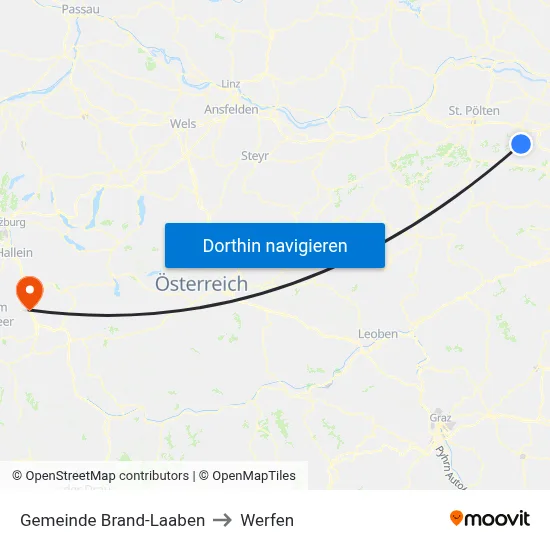 Gemeinde Brand-Laaben to Werfen map