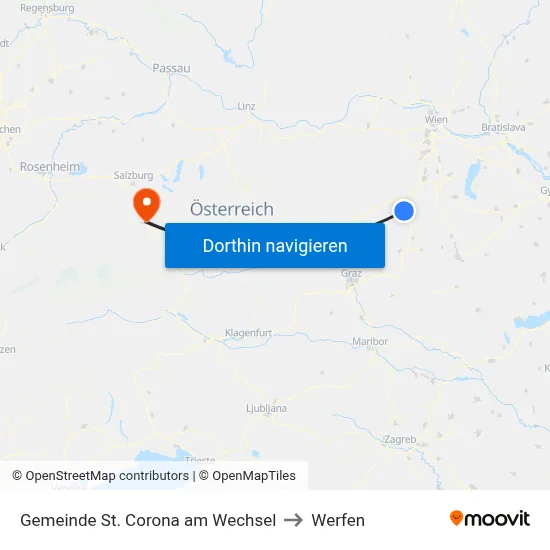 Gemeinde St. Corona am Wechsel to Werfen map