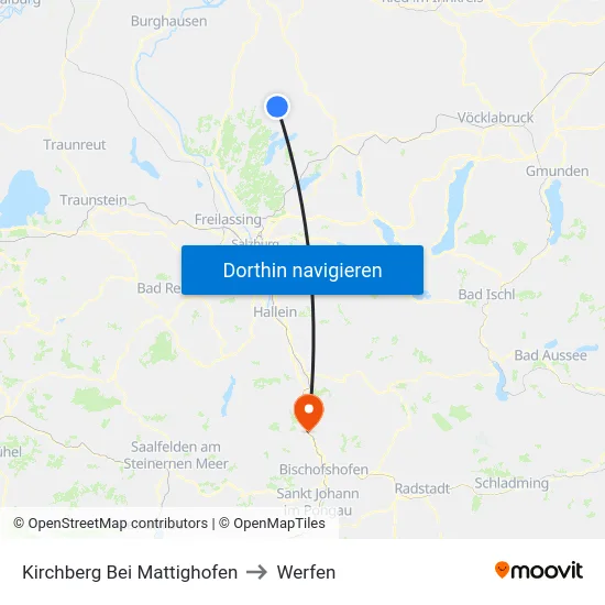 Kirchberg Bei Mattighofen to Werfen map