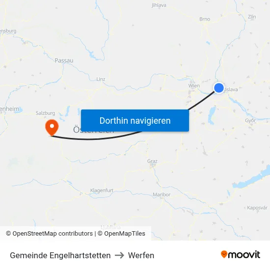 Gemeinde Engelhartstetten to Werfen map