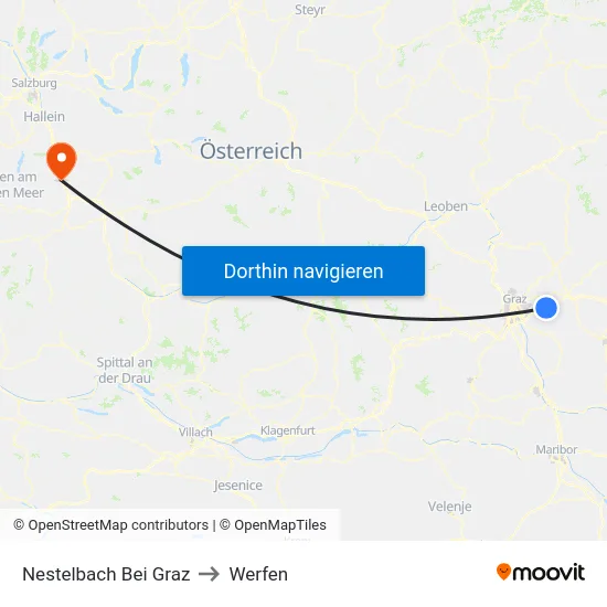 Nestelbach Bei Graz to Werfen map