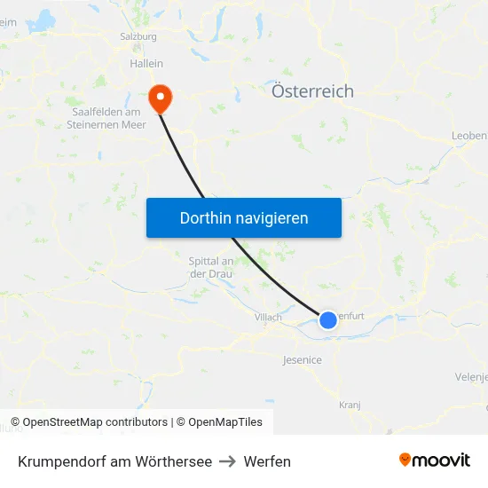 Krumpendorf am Wörthersee to Werfen map