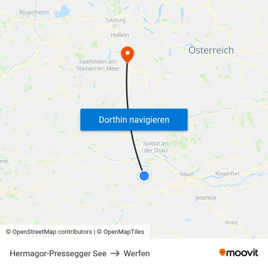 Hermagor-Pressegger See to Werfen map