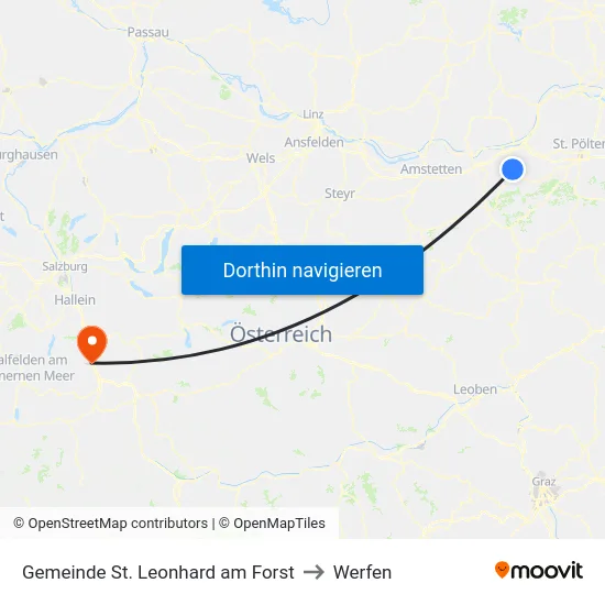 Gemeinde St. Leonhard am Forst to Werfen map