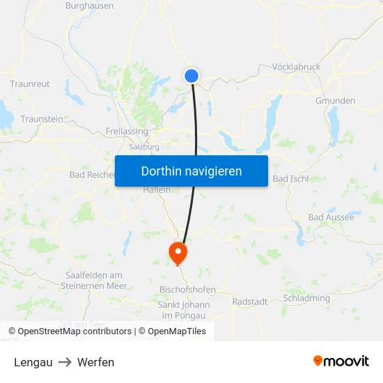 Lengau to Werfen map