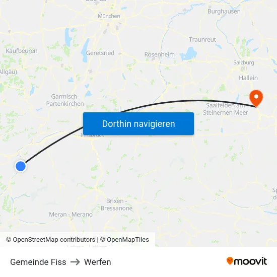 Gemeinde Fiss to Werfen map